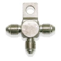 Aeroflow - AF326-03 | Stainless Steel Tee Blockwith Mount Tab -3AN-3AN Male all Sides