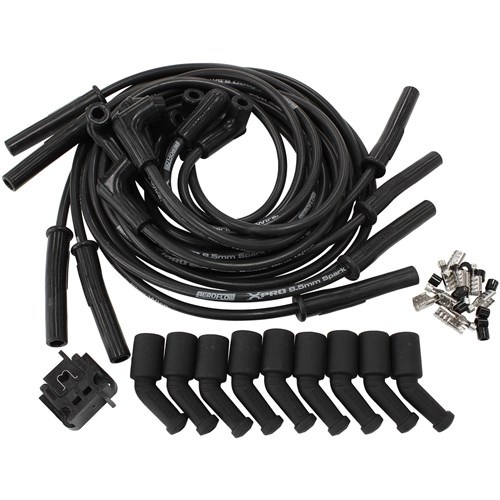 Aeroflow AF4030-32073 |Xpro Universal 8.5mm V8 Ignition Lead Set with 45° Coil Boots - Black