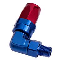 Aeroflow - AF829-10-08 | Male NPT Taper Swivel90° Hose End 1/2" to-10ANBlue/RedFinish. Suit 100 & 450Series Hose