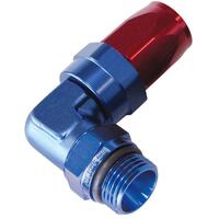 Aeroflow - AF849-06-06 | ORB Taper Swivel 90°Hose End -6AN to -6ANBlue/Red Finish. Suit100 & 450 Series Hose