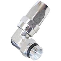 Aeroflow - AF849-10-12S | ORB Taper Swivel 90°Hose End -12AN to -10ANSilver Finish. Suit 100& 450 Series Hose