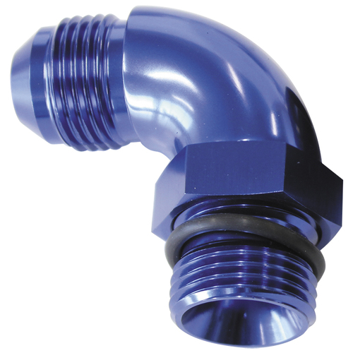Aeroflow - AF903-08 | 90° ORB to MaleAN Full Flow Adapter -8 to -8 Blue Finish
