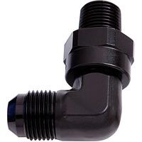 Aeroflow - AF922-06-02BLK | 90° NPT Swivel to MaleAN Flare Adapter 1/8" to-6ANBlack Finish