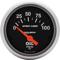 Autometer - 3327 | Auto Meter 2-1/16" Mini Sport-Comp Electric Oil Pressure Gauge - 0-100 PSI