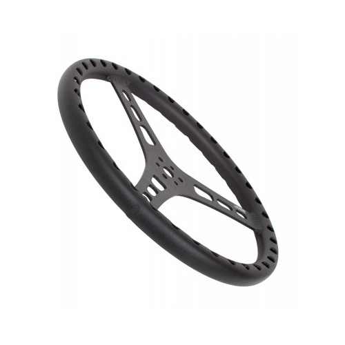 JOE13533-B | 13" LW FLAT STEERING WHEEL BLACK ALUMINUM