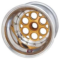 Weld - 735-51536 |  Magnum Sprint Wheel - 15" x 15" - 42 Spline - 6 Back Spacing - Inner Beadlock - Gold Centre