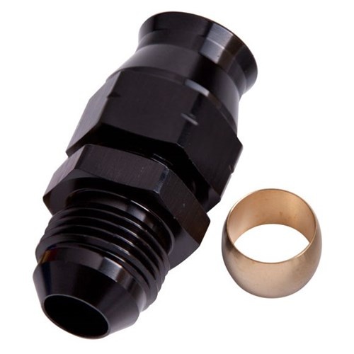 Aeroflow - AF108-12BLK | Tube to Male AN Adapter 3/4" to -12AN Black Finish. Suits Aeroflow, Moroso & Russell Tubing