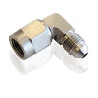 Aeroflow - AF207-03 | 90° Stainless SteelMale to Female Fitting -3AN-3AN to -3 SwivelNut