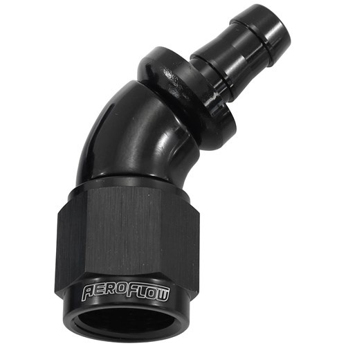 Aeroflow - AF512-06-05BLK | -6AN TO 5/16 BARB 45 DEG FULL