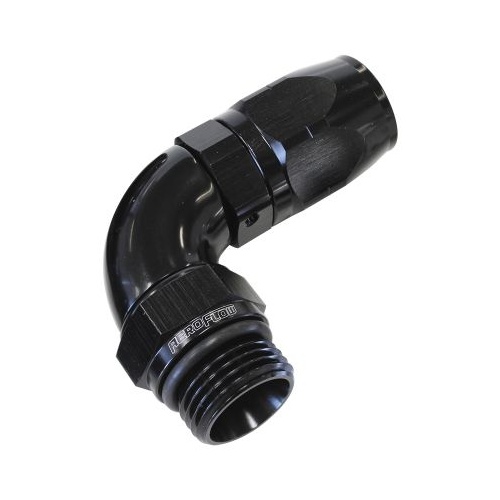 Aeroflow - AF549-10-10BLK | 90° Male ORB Full Flow Swivel Hose End -10 ORB to -10AN
