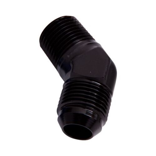 Aeroflow - AF823-06BLK | 45° NPT to Male FlareAdapter 1/4" to -6ANBlack Finish