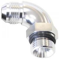 Aeroflow - AF903-06-08S |      90Â° ORB to MaleAN Full Flow Adapter -6 to -8 Silver Finish