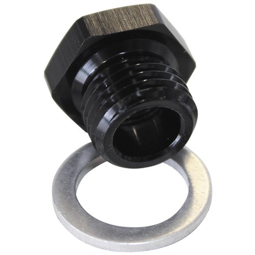 Aeroflow - AF912-M14-02BLK | Metric Port Reducer M14 x 1.5 to 1/8" Black Finish.
