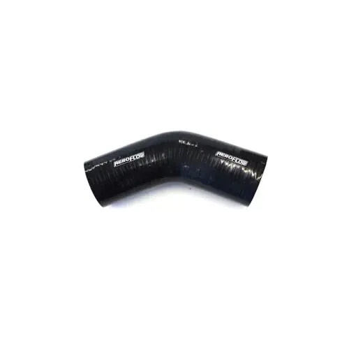 Aeroflow - AF9202-100 |Gloss Black 45° Silicone Elbow Hose 1" (25mm) I.D 3-Ply, 11/64" (4.5mm) Wall Thickness, 5-45/64" (145mm) Leg