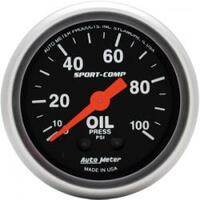 Autometer - 3321 | Auto Meter 2-1/16" Mini Sport-Comp Oil Pressure Gauge - 0-100 PSI