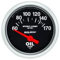 Autometer - 3348-M | Auto Meter Sport-Comp Electric Oil Temperature Gauge - 2-1/16"